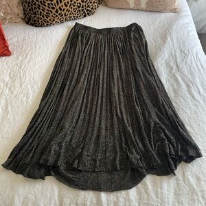 Tahari black skirt with gold fringe